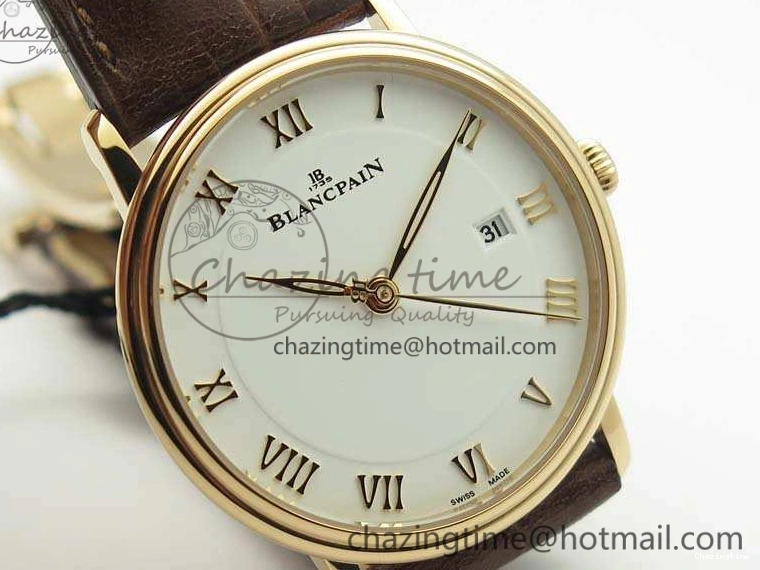 0309 Villeret 6651 RG ZF 1:1 Best Edition White Dial On Brown Leather Strap A Unique 8097